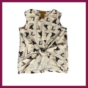 Wrangler Kids Western‎ Cowboy Cactus Print Sleeveless Twist Front Top